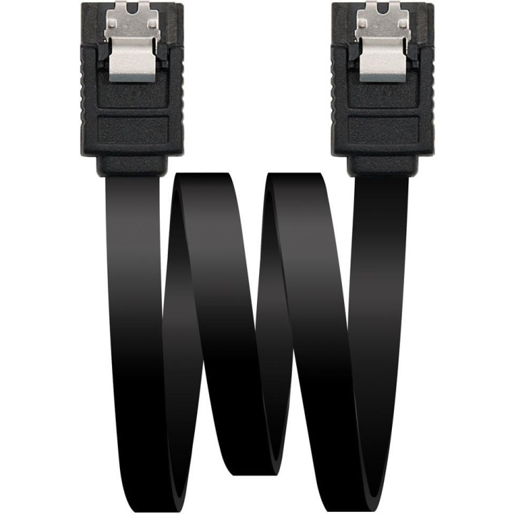 Nanocable 10.18.1001-BK Cable SATA III Datos 6G con Anclajes 50cm Negro